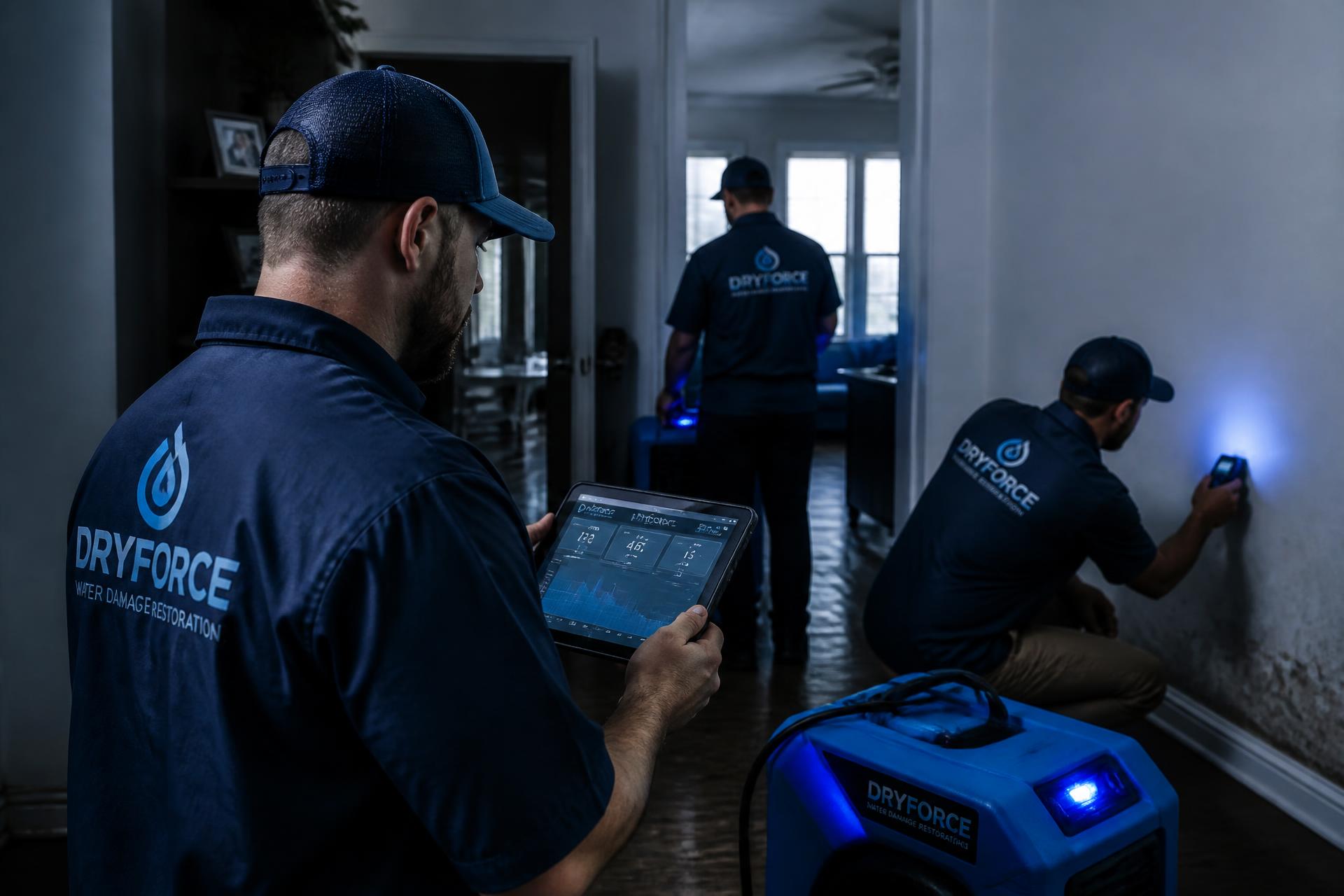 Service team using a tablet-based AI workflow on a jobsite